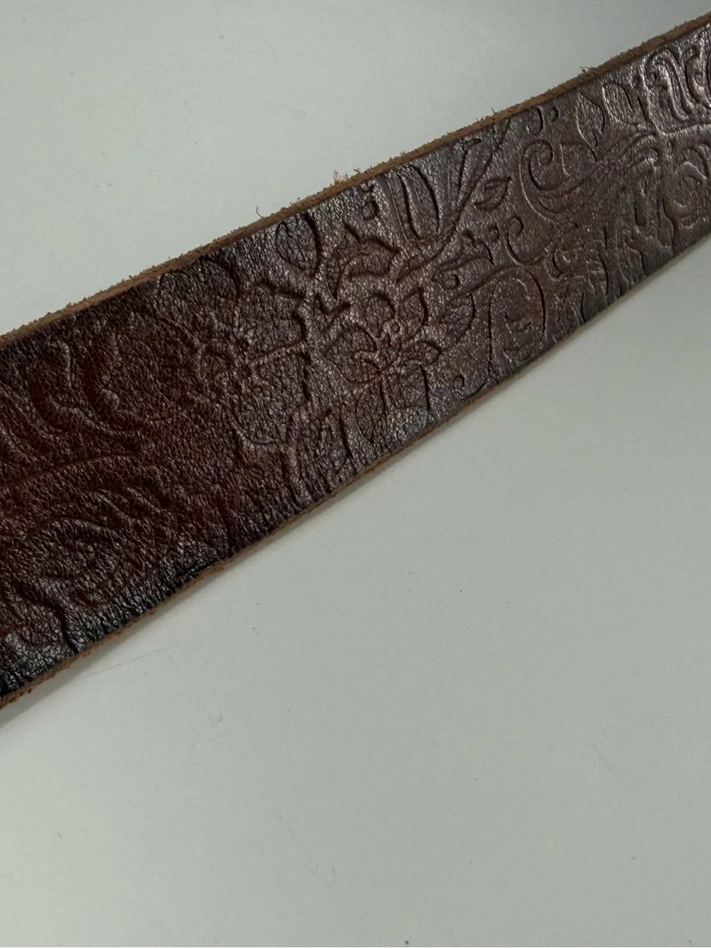 American Eagle Vintage‎ Tooled Boho Bohemian Floral Brown Leather Belt M/L